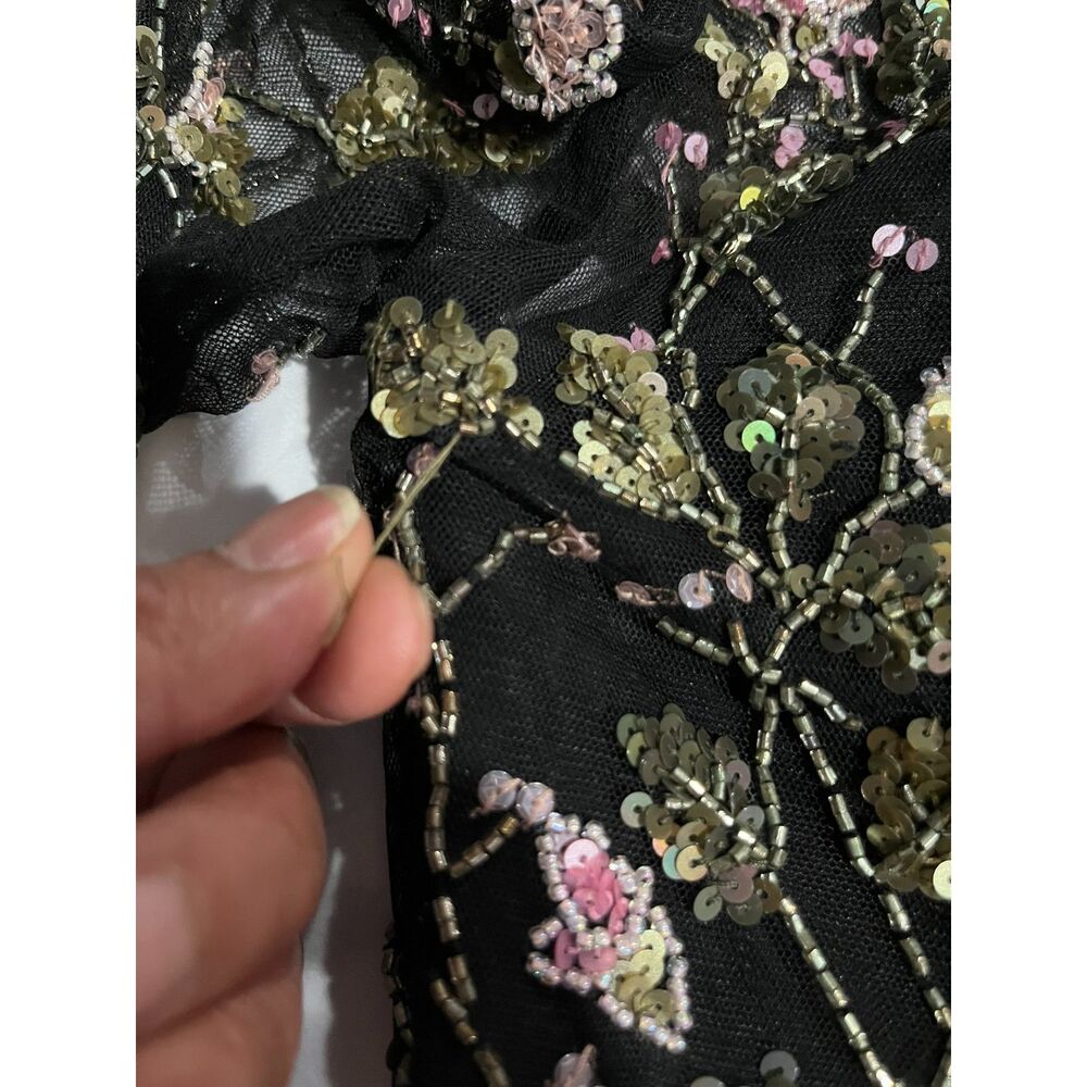 VTG Y2K Beaded Sweetheart Corset with Pink Roses and Fairy Sleeves Sz 6 - Picture 9 of 10